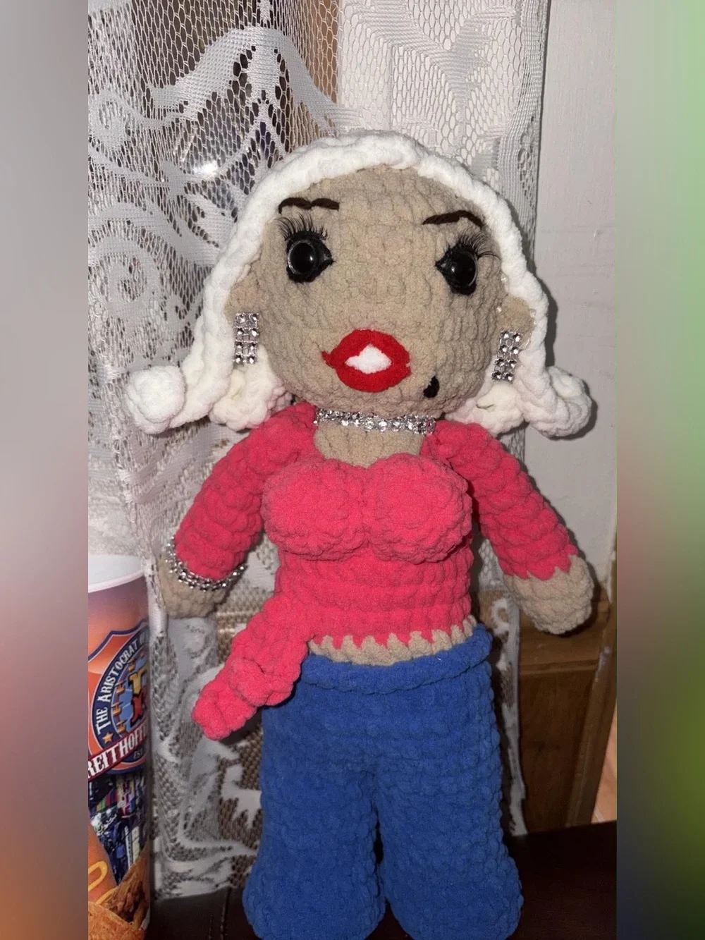 Handmade Dolly Parton Doll Plush Fashion Doll with Crystal Accents